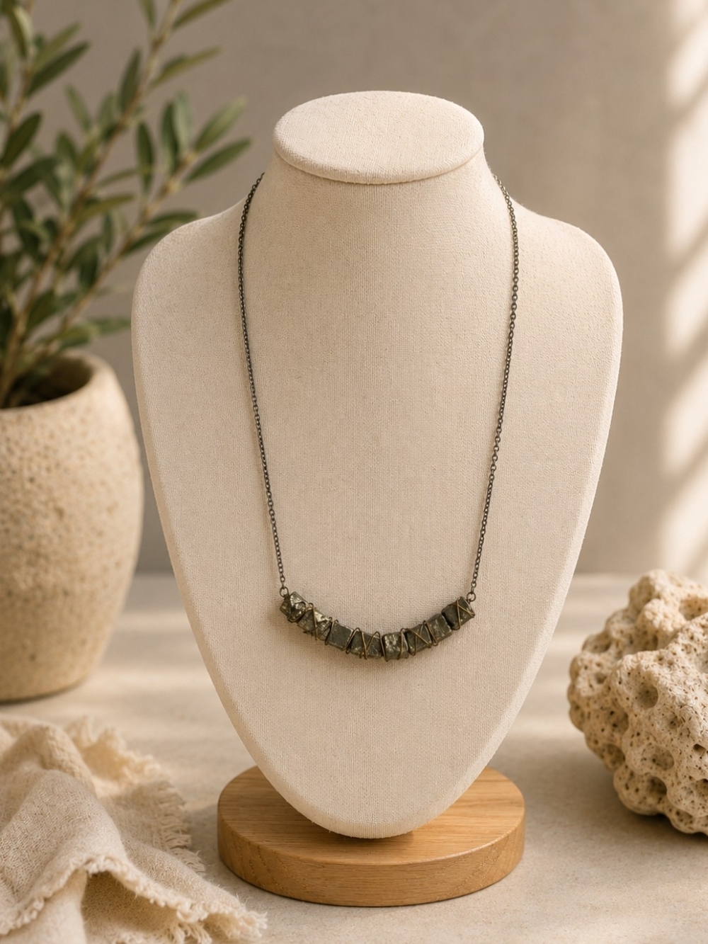 Women's Hematite Beaded Bar Necklace - Unbranded